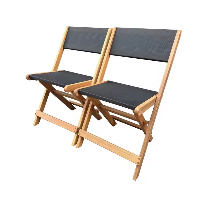 Silla plegable de madera exótica "Seoul" - Arce - Negro - Lote de 2 - 1