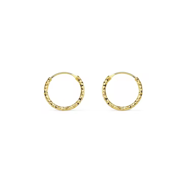 Pendientes oro 18k mujer aros 13mm. retorcidos huecos - 1