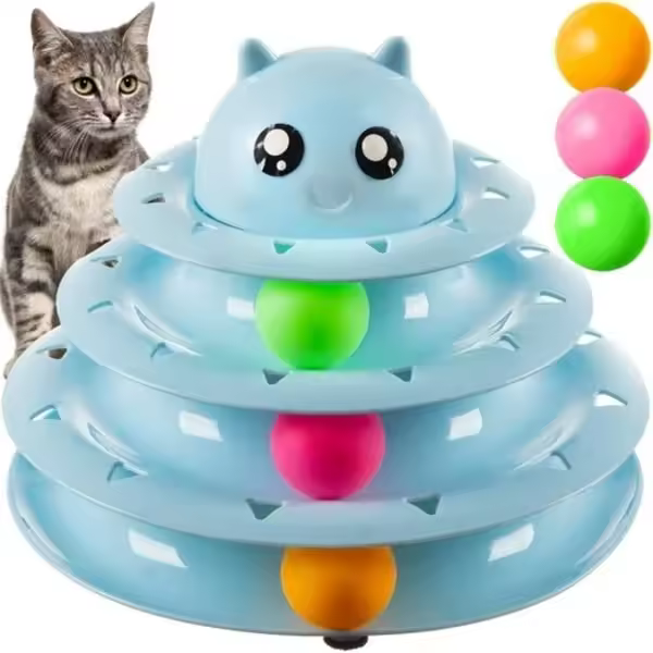 Juguete para gato-Bola de activación/Torre de bola para gatos Azul - 1