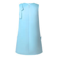Vestido Mini Elegante Sin Mangas Para Mujer ZANZEA Estilo Coreano Con Decoración De Flor Y Lazo Cuello Redondo Vintage Para Fiesta De Vacaciones Otoño 2024 Polyester - details 5