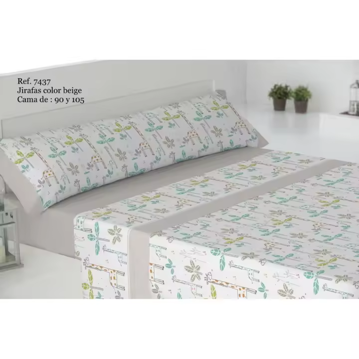 Sabana Gamberrito Kids Infantil Modelo 7437 Jirafa Beig 50/50 3 pzas - 1