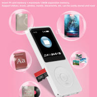 Reproductor MP3 64GB with Pantalla 1,8 Pulgadas y Radio FM - MP4 Portátil para Estudiantes con Grabación de Voz, Amplificador Integrado y MicroSD (Certificado CE, Incluye Auriculares)-Negro/Pletado - details 1