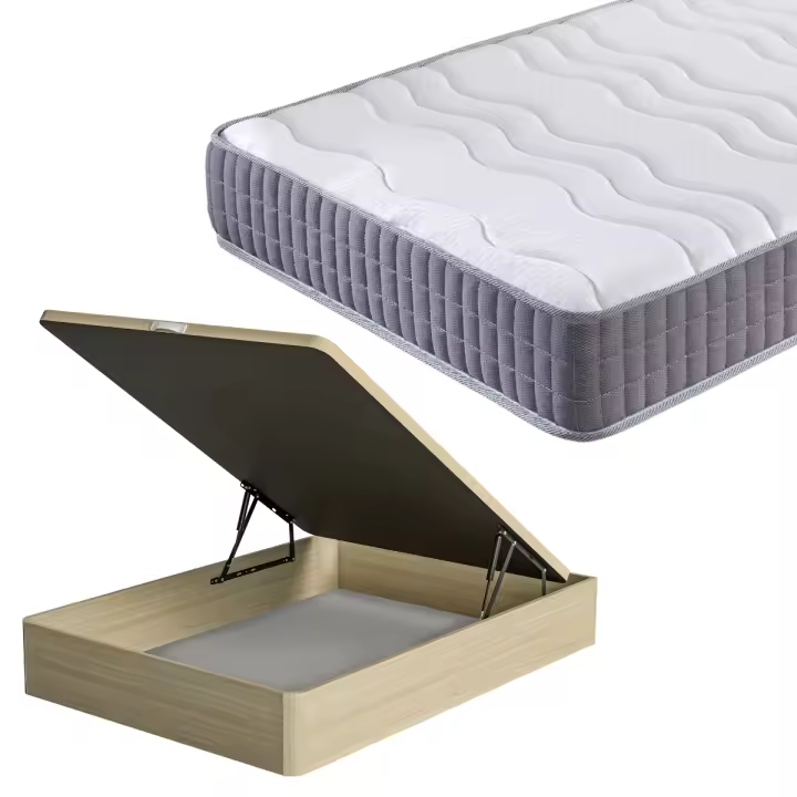 FACTORY COLCHÓN - Pack Colchón Viscoelástico + Canapé De Madera Hard - 1