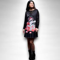 Vestido Caos Anabel Lee Mujer | Negro Evasé Tul Maxi Print Foil Plata | "Sacar Belleza de este Caos es una Virtud. Ámate" - details 3