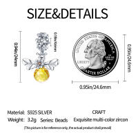 Encantos De Zirconia Inlaid En Plata De Ley 925 Con Cola De Abeja Brillo En La Oscuridad Encantos De Luciérnaga Y Estrella Para Pulsera Original Joyería DIY - details 12