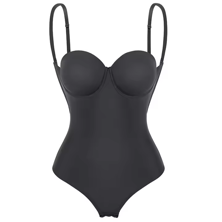 Body moldeador sin espalda para mujer con sujetador push-up y tanga de espalda baja - 1