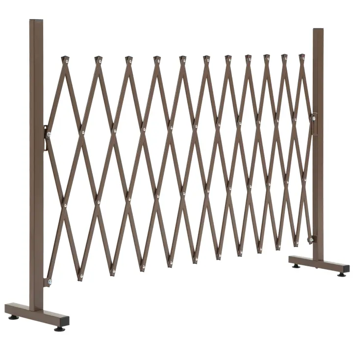 Reja de Tijera Barrera eshamoteable 35-300 cm, ideal para Jardines, Aluminio, MARRON, Altura 103,5 cm - 1