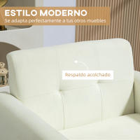 HOMCOM Sillón de Salón Moderno Butaca para Dormitorio con Reposabrazos y Patas de Madera Sofá Individual Carga 125 kg para Oficina Sala de Estar Crema - details 2