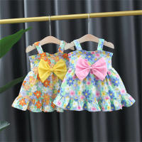 Vestido De Verano Para Bebé Niña Con Gran Lazo Y Flores De Fresa Vestido De Diario De Longitud De Rodilla Para Niñas - details 1