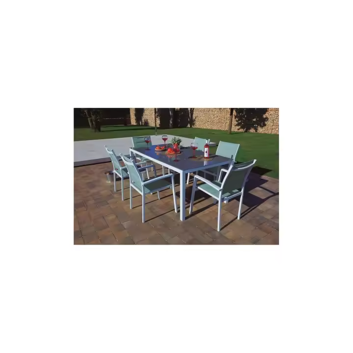 MESA JARDIN MOD. MALDIVAS ALUM CON SUPERFICIE DE CRISTAL 180x100 cm  - DE SUINPLAS DECORACIONES - 1