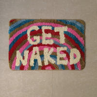 Alfombra De Baño Suave De Arco Iris "Get Naked" Alfombra De Entrada Antideslizante Para Cocina Y Sala De Estar Decoración De Hogar Alfombra De Piso Interior 100% Poliéster - details 2