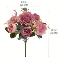 Bouquet De Flores Artificiales Con Hydrangea Y Peonías Sintéticas Para Decoración De Hogar Y Bodas Centros De Mesa Falsas - details 0