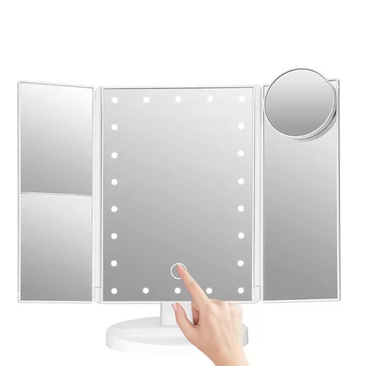 Espejo De Maquillaje Con Lente De Aumento Y Luz LED Plegable Moda Organizador De Escritorio Regalo Maravilloso Para Día De San Valentín Cumpleaños - 1