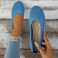 Zapatos Planos De Mujer Con Punta Redonda Y Color Sólido Zapatos Slip-on Transpirables Para Baile Casual Loafers De Tela De Algodón - details 2