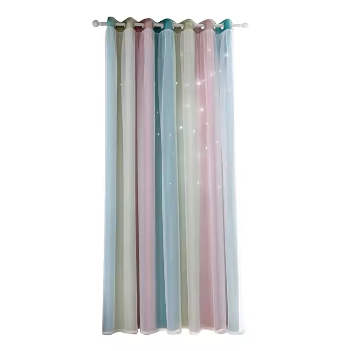 Cortinas de Estrellas de Doble Capa con Gasa para dormitorio Infantil - 1