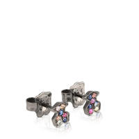 Pendientes de Oso de Plata de Ley 925, incrustaciones de Piedras preciosas Naturales, Diseño personalizado de - details 14