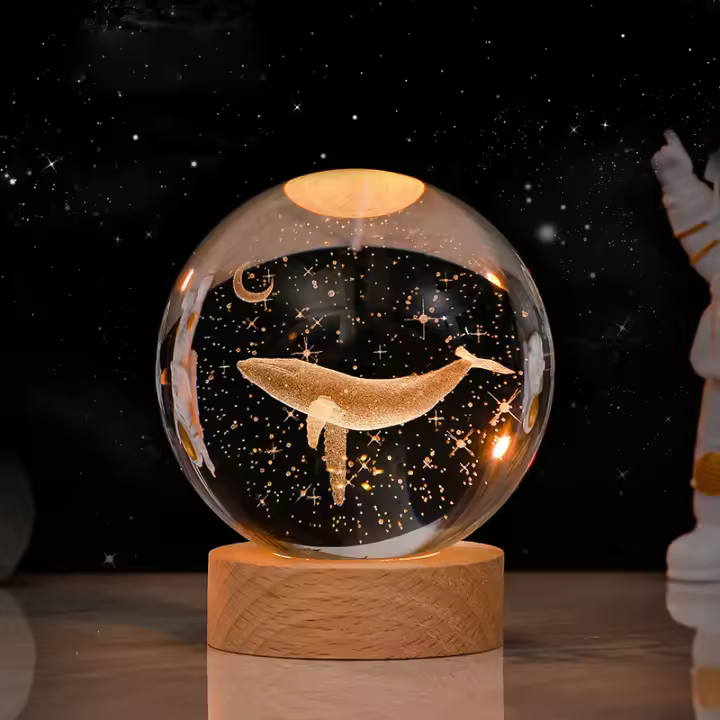 Lámpara Nocturna De Cristal 3D De 6cm Planeta Solar Sistemas Laser Grabados Decoración De Escritorio Para Regalo De Cumpleaños Astronomía - 1
