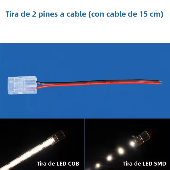 Conector De Enlace De Tira LED Flexible 2Pines 8mm 10mm PCB Para 2835 5050 SMD COB Luz De Tira LED Sin Soldadura Necesaria - 1