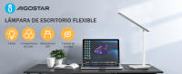 Aigostar lámpara escritorio LED,flexo de escritorio plegable con cable, puerto USB y tipo C, 3 modos y 4 niveles de brillo, función de memoria, flexible ajustable, control táctil, blanco-Verde - details 0