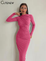 Vestido Largo Elegante Para Mujer NIBBER Con Cuello Redondo Y Patchwork Ajustado Para Noche Traje De Fiesta Vestidos - details 21