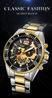 Reloj De Pulsera De Lujo Para Hombre POshi Resistente Al Agua Con Cronógrafo Y Foco Luminoso Correa De Aleación Fecha Reloj De Negocios - details 0