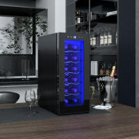 Nevera para 12 Wine Botellas 30L 8-18 °C Doble Temperatura Eléctrica para Botellas with Puerta de Cristal, Nevera para Bebidas with Luces LED, Nevera Compacta para with Pantalla Tácthil - details 1
