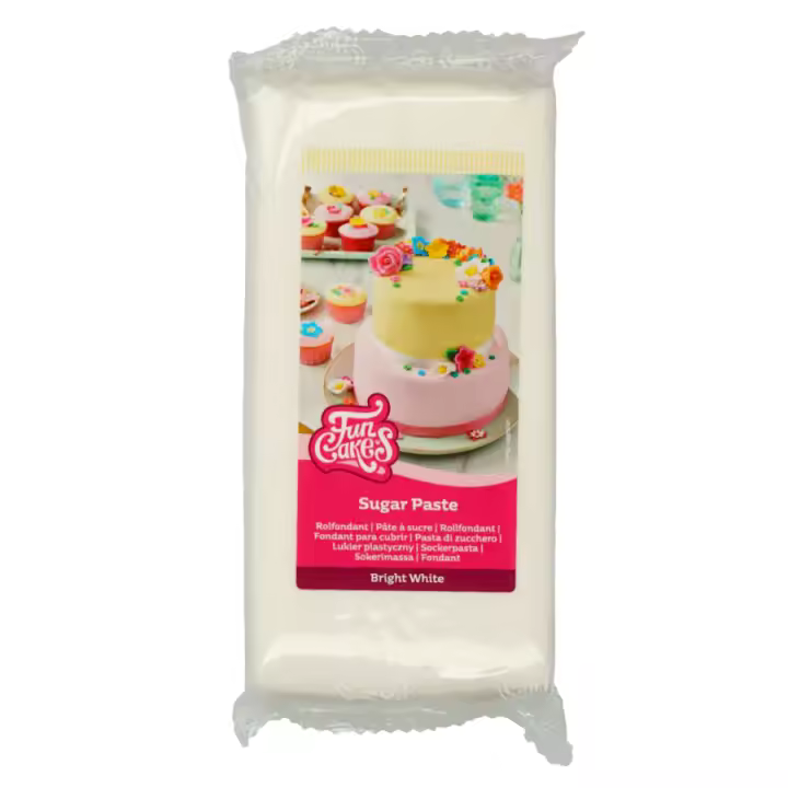 Fondant Funcakes Blanco Vainilla 1 Kg - Ideal para Decorar Tartas y Cupcakes - 1