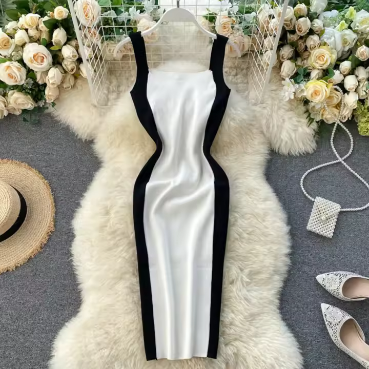 Vestido Mini De Verano Para Mujer Con Letras Y Estampado De Encaje Sin Mangas Cuello En V Bodycon Casual De Poliéster - 1