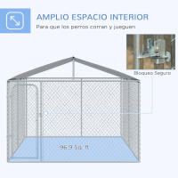 PawHut Perrera de Exterior con Toldo Jaula para Perros con 1 Puerta Anti-UV Impermeable y Marco de Acero para Jardín Patio 300x300x234 cm Plata - details 3