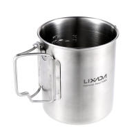 LIXADA Taza De Acero Inoxidable Portátil De 750ml Con Tapa Y Manija Plegable Para Camping Cocina Picnic Deportes Al Aire Libre - details 44