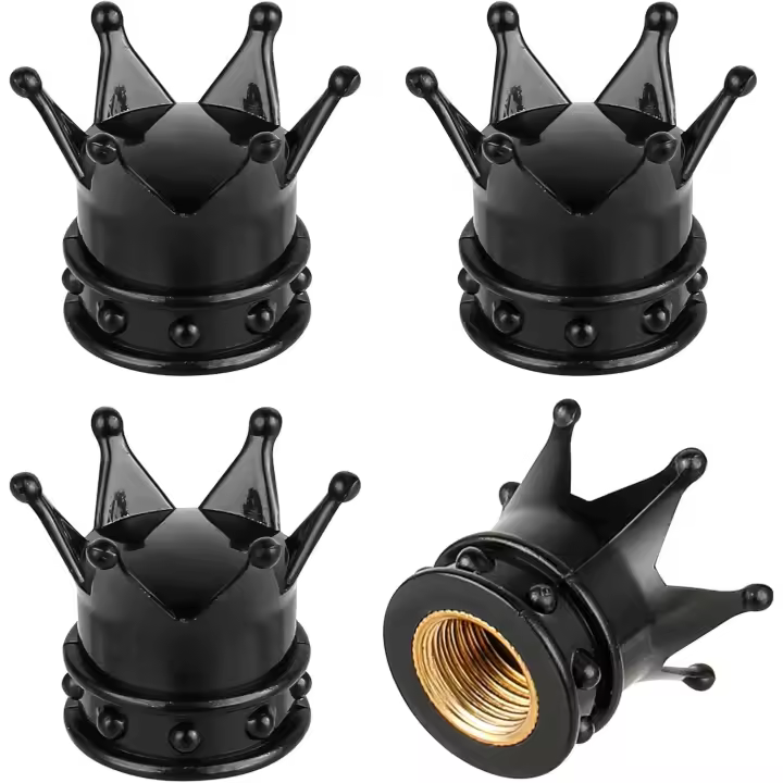 4 tapones para válvulas de neumáticos de coche, de color negro, universales, aptos para todos los coches, SUV, camiones, bicicletas y motocicletas - 1