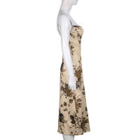Vestido De Encaje Vintage CIBBAR Y2k Para Mujer Sin Mangas Estampado Floral Elegante Y Elegante De Verano Con Cinturón Acolchado Largo - details 3