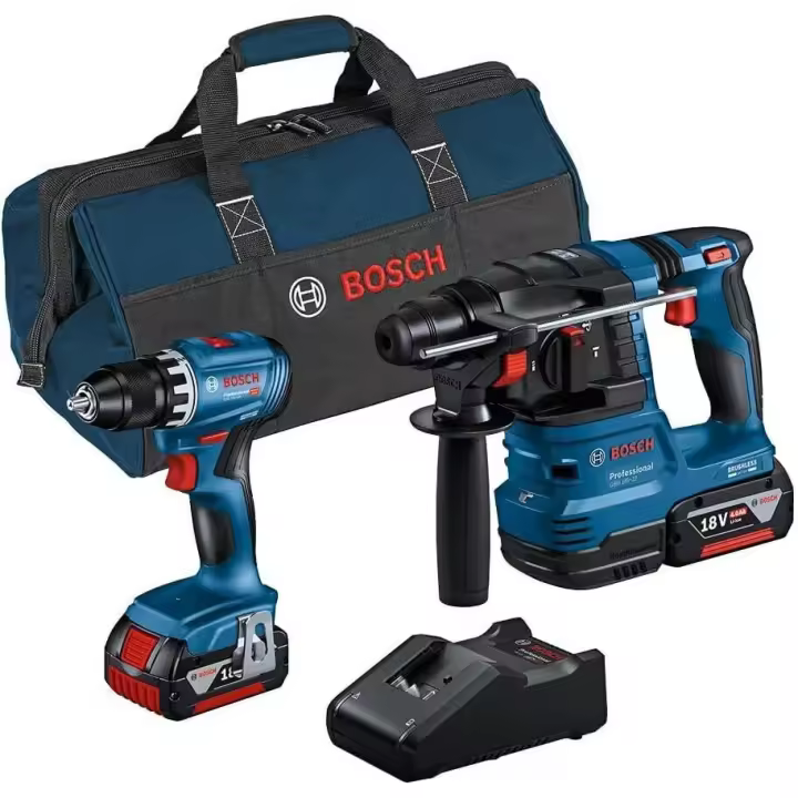 Bosch Professional set de GSR 18V-45 + GBH 18V-22 (incl. 2 baterías de 4,0 Ah, cargador GAL 18V-40, en bolsa de herramientas) - 1