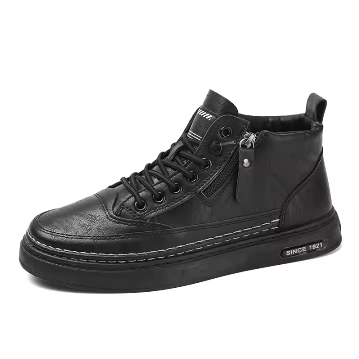 Botas De Cuero Para Hombre Alta Top Moda Algodón Zapatos De Tobillo Botines Casuales Negocios Exterior Zapatillas Nuevas Primavera/Otoño - 1