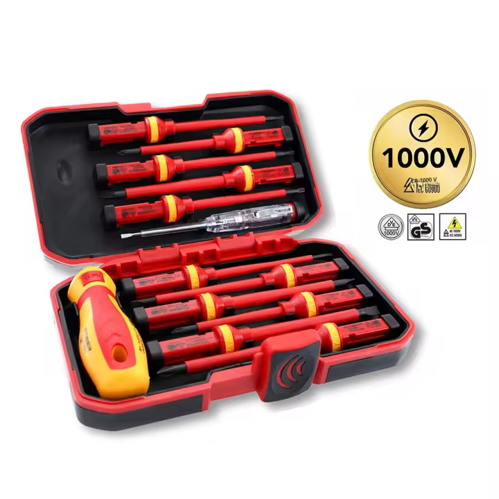 Kit De Herramientas Para Eléctricos 13pcs 1000V Con Destornilladores Aislados Magnéticos Y Bits De Phillips Pozidriv Torx - 1