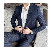 Traje De Moda Para Hombre Slim Fit Con Rayas Conjunto De Dos Piezas Casual Y Negocios Pantalones Y Chaqueta Para Primavera Y Otoño - details 10