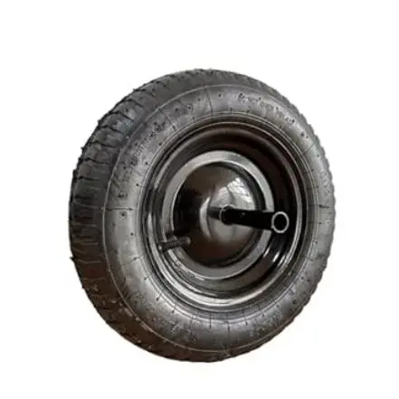 Rueda Neumática Carretilla de Obra Llanta Metálica. Varilla Ø 20 mm, Diámetro 37 cm  Capacidad de carga de 130 kg - 1