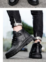 Botas Casuales Para Hombre Verano Otoño Trabajo British Antideslizante Suela Suave Comodidad Exterior Media Altura Cuero Botas Hombre Zapatos - details 14