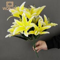 Ramo De Lirio Blanco Artificial De 9 Cabezas Decoración Floral Sintética Para El Hogar Regalo De Fiestas Y Bodas - details 2
