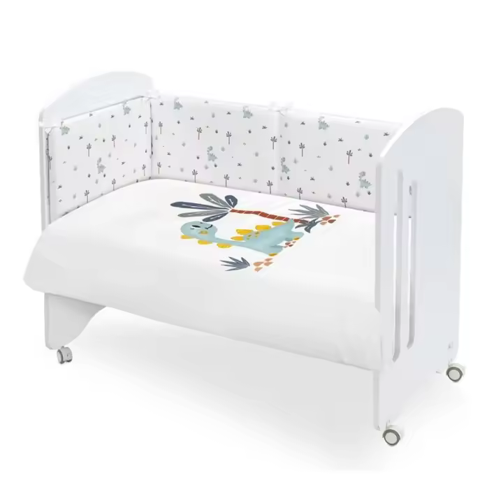 Interbaby Set 2 piezas colcha Nordica cuna 120x60  con funda y chichonera  Dinosaurio Palmera blanco modelo 92757-09 - 1