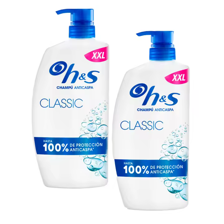 H&S | Duplo de H&S Classic Champú Anticaspa 800ml, con Dispensador, Uso Diario. Hasta 100% de Protección Anticaspa, Clínicamente Probado. Para Todo Tipo de Pelo 2x800ml - 1