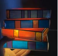 1 lámpara de Libro de Vidrio coloreado, lámpara de mesa con iluminación para Rincón de Lectura, lámpara de Mesa para decoración del Hogar - details 3