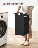 Cesto doble para ropa sucia con estante 2x46 litros, marco metálico, bolsas de tela oxford extraíbles, 73x33x72 cm, en marrón rústico, negro o blanco - details 8