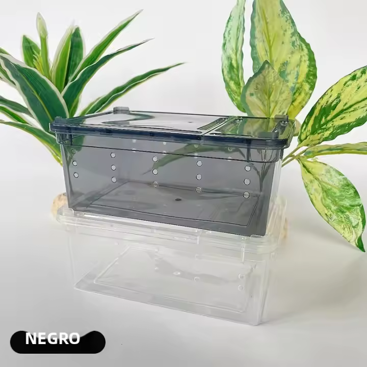 Caja De Alimentación Transparente Para Reptiles Y Araña Plástico Insectos Contenedor De Alimentos Terrario 19cmx12.5cmx7.5cm - 1