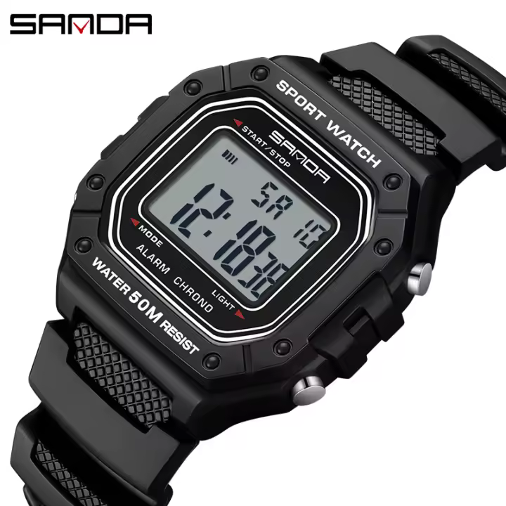 Reloj Digital Deportivo Para Hombre SANDA 2156 Estilo Militar Resistente Al Agua Pantalla Grande LED Cronógrafo Reloj De Pulsera Para Masculino - 1