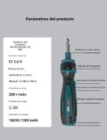 Destornillador Eléctrico Manual De Gran Torque 0.15-7 Nm Herramienta Eléctrica Mini Perforadora Con Mango Recto Y Set De Destornilladores Ratchets - details 11