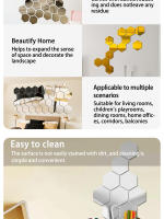 Pegatinas De Espejo Acrílico Hexagonal 12pcs Decoración De Pared Cristal Estereoscópico Para El Hogar Adhesivos De Espejo - details 4