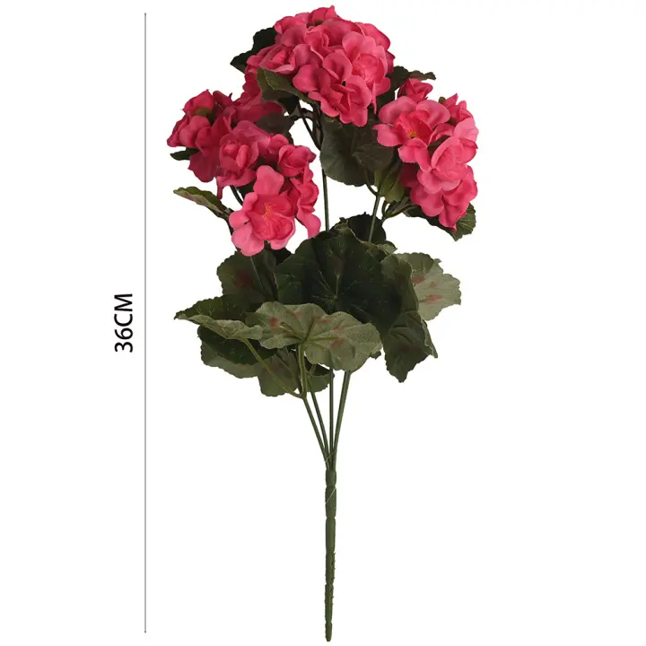Poenia Arte Floral - Ramo Geranio Artificial - Decoración Floral Realista - 36cm - 3pcs - 1