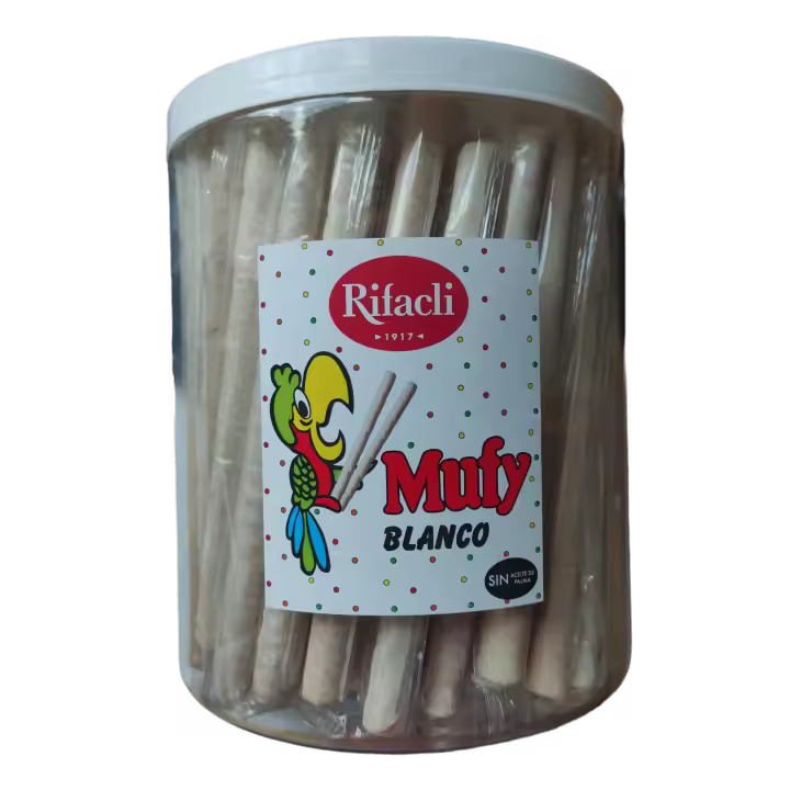 Mufy Barquillos Cobertura Blanca Envoltorio Individual 90 ud (Tarro 900 g) - 1
