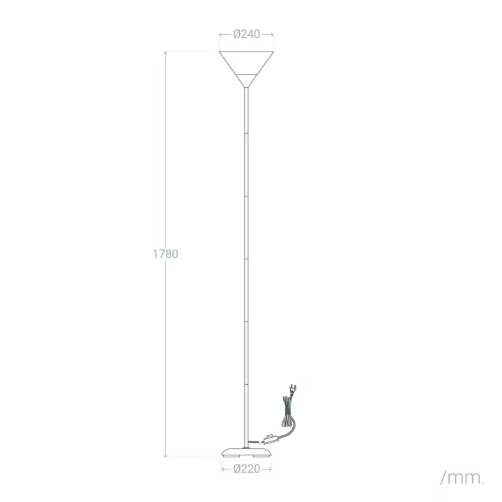 LEDKIA LIGHTING - Lámpara de Pie Metal Ander | Diseño Elegante y Clásico | Soporte para Bombilla LED E27 | Ideal para Salón, Dormitorio, Oficina | Altura 178 cm, Gris, Metal - 1
